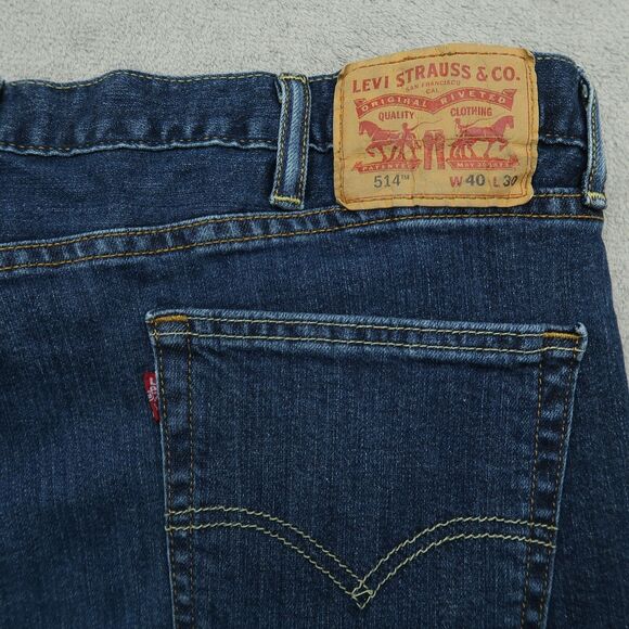 Levi's 514 Jeans Mens Size 40x30 Blue Classic Straight Denim Pants Dark Wash - Picture 6 of 16
